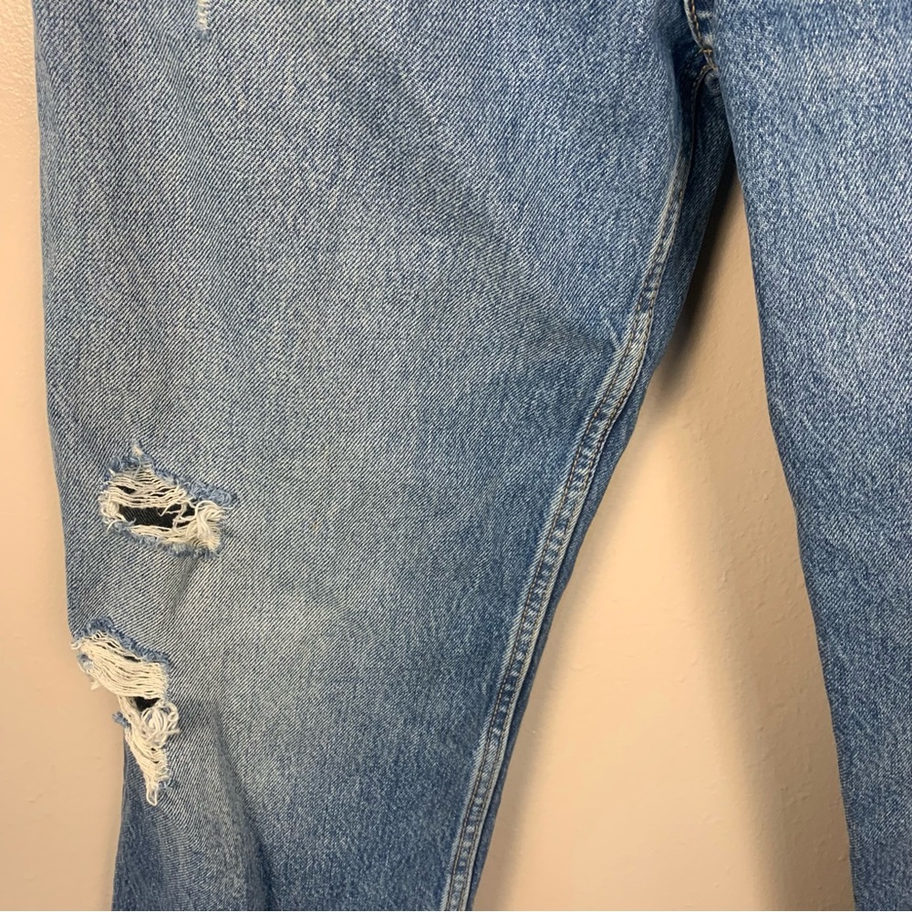 Zara The Grunge Pant Denim Distressed Jeans Raw Hem - Picture 6 of 7